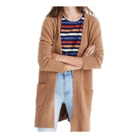 Madewell Sweaters - Madewell Kent Open Front Cardigan Sweater Slouchy Fit Wool Blend Brown Size XS